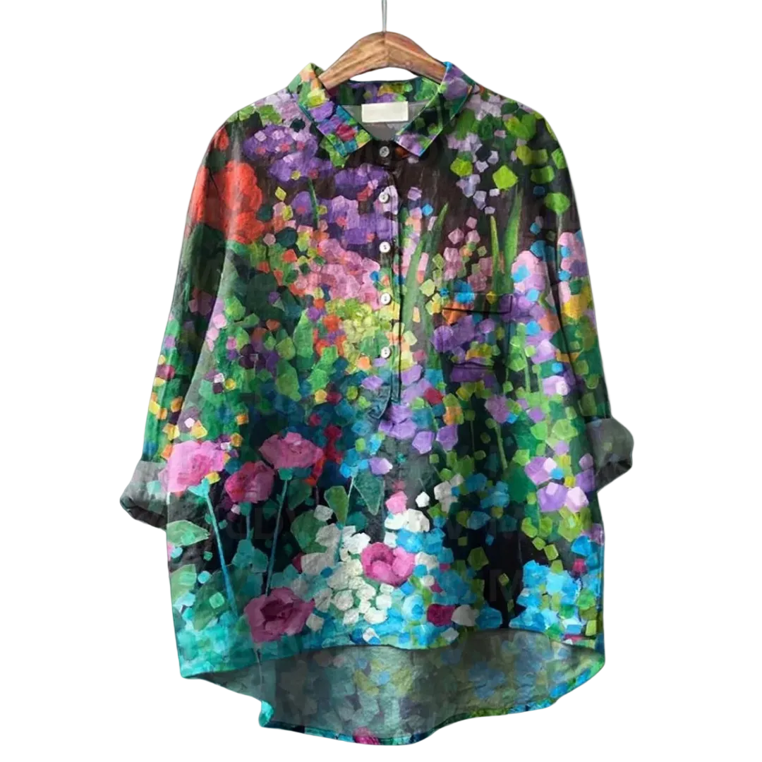 Kvinnes Blomsterskjorte med Unik Design 0