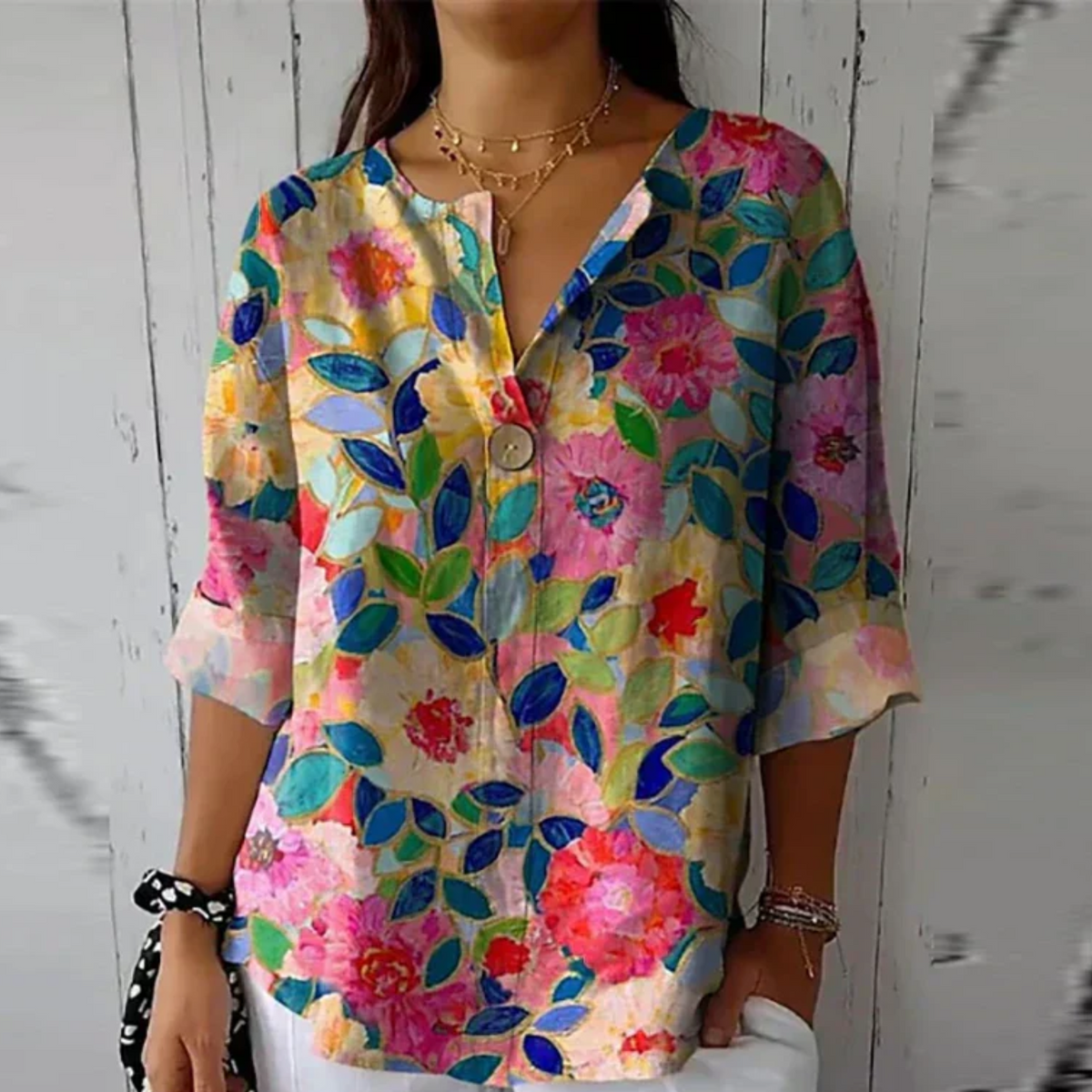 Kvinnes Bluse Blomstertrykk Allsidig 4