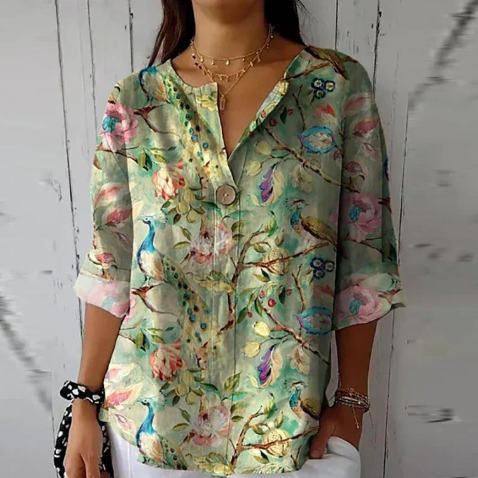 Kvinnes Bluse Blomstertrykk Allsidig 6
