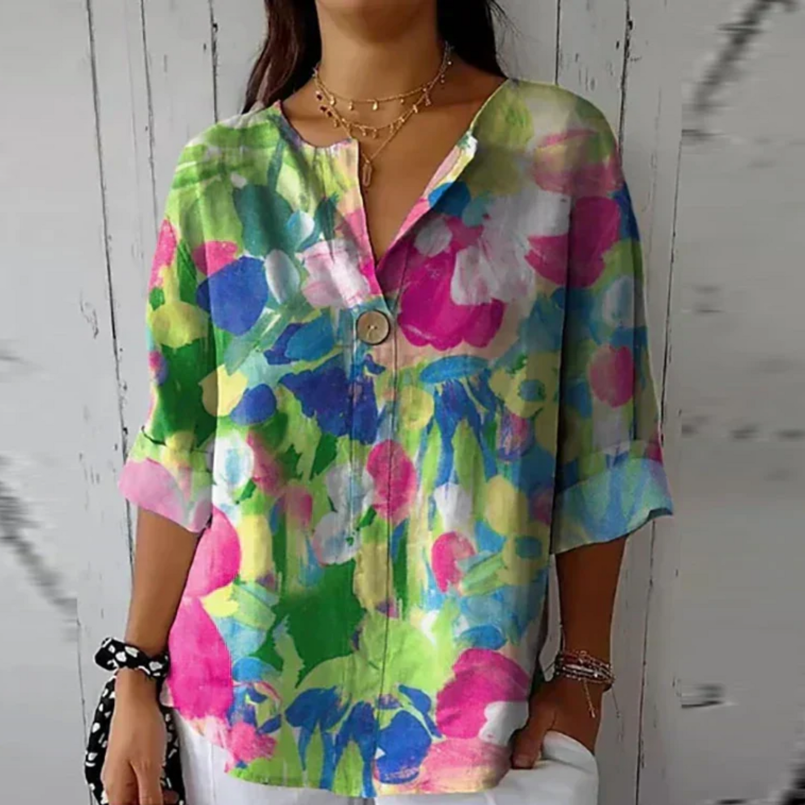 Kvinnes Bluse Blomstertrykk Allsidig 7