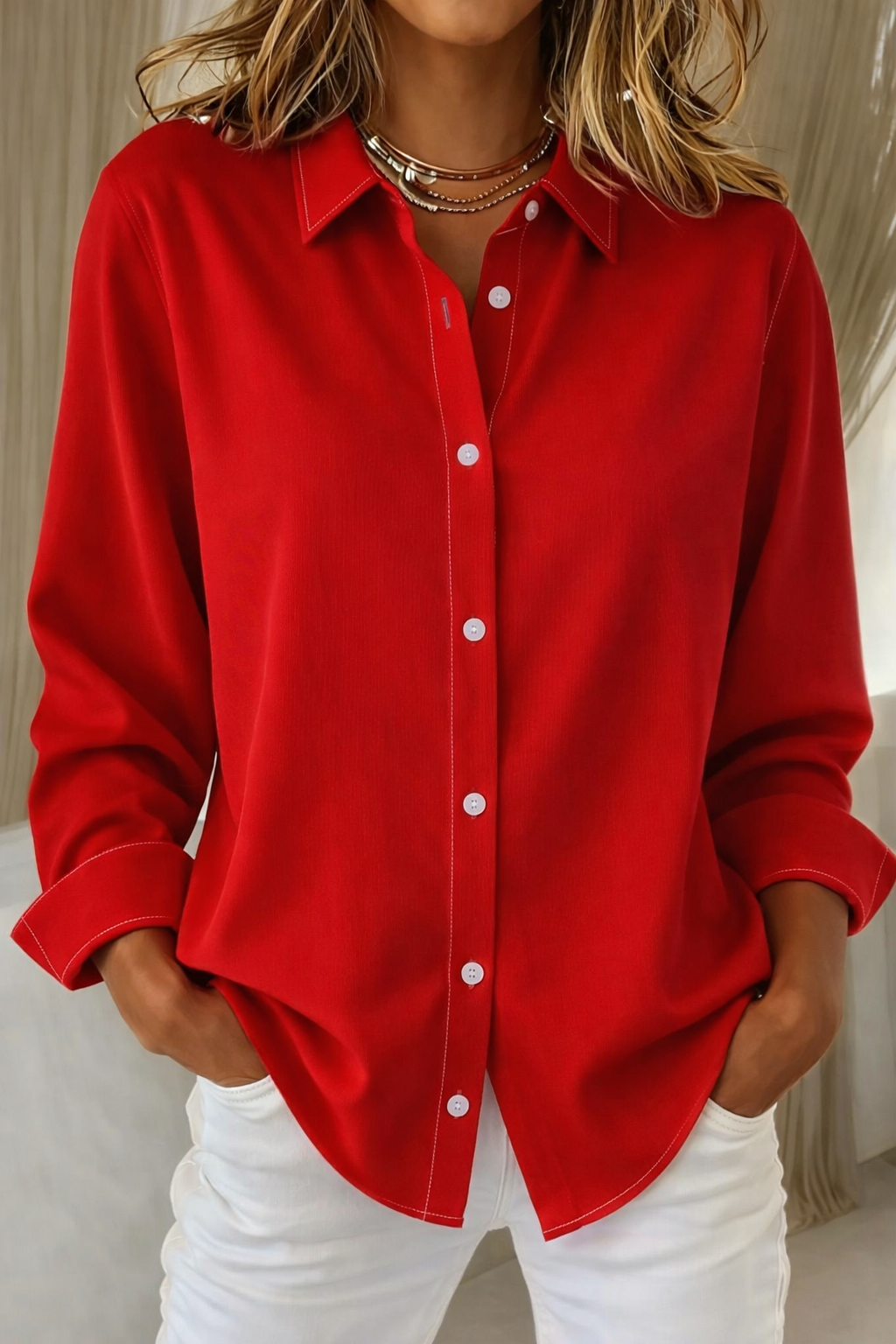 Kvinnes Bluse med Knapper 2