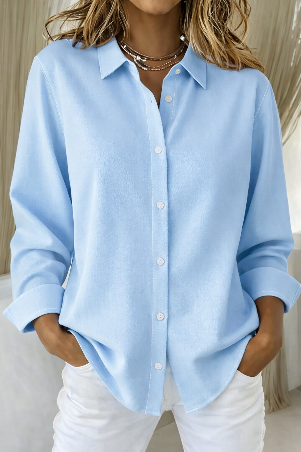 Kvinnes Bluse med Knapper 5