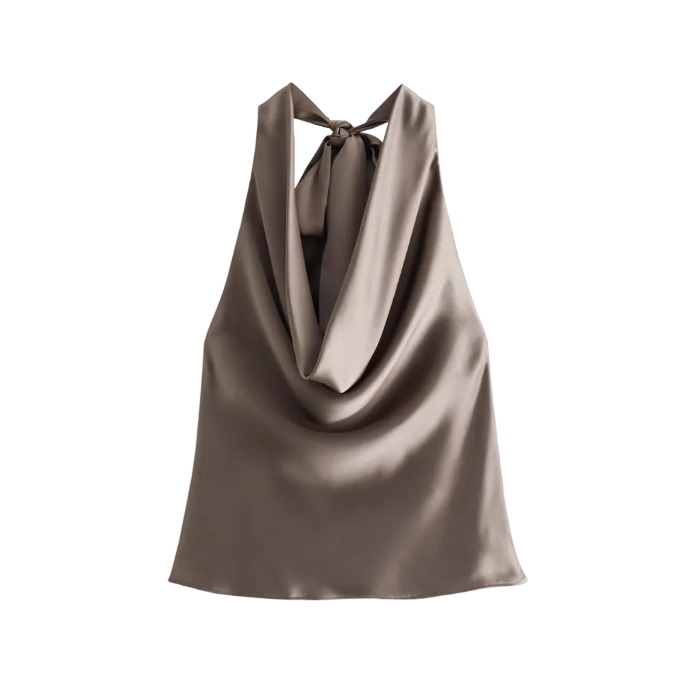 Kvinnes Halter Top Drapert 0