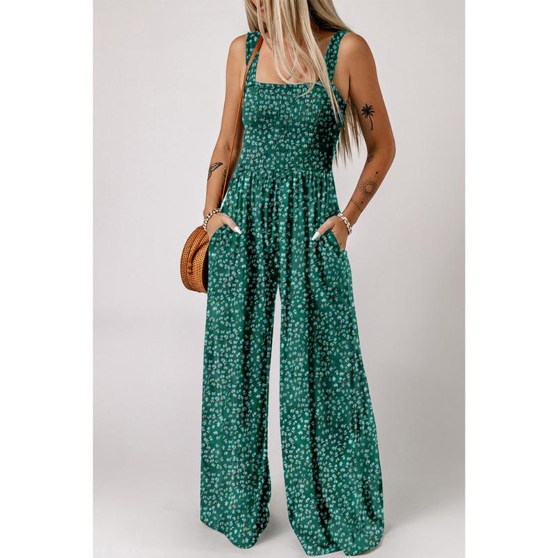 Kvinnes Jumpsuit med Vidde Ben Blomsterprint 10