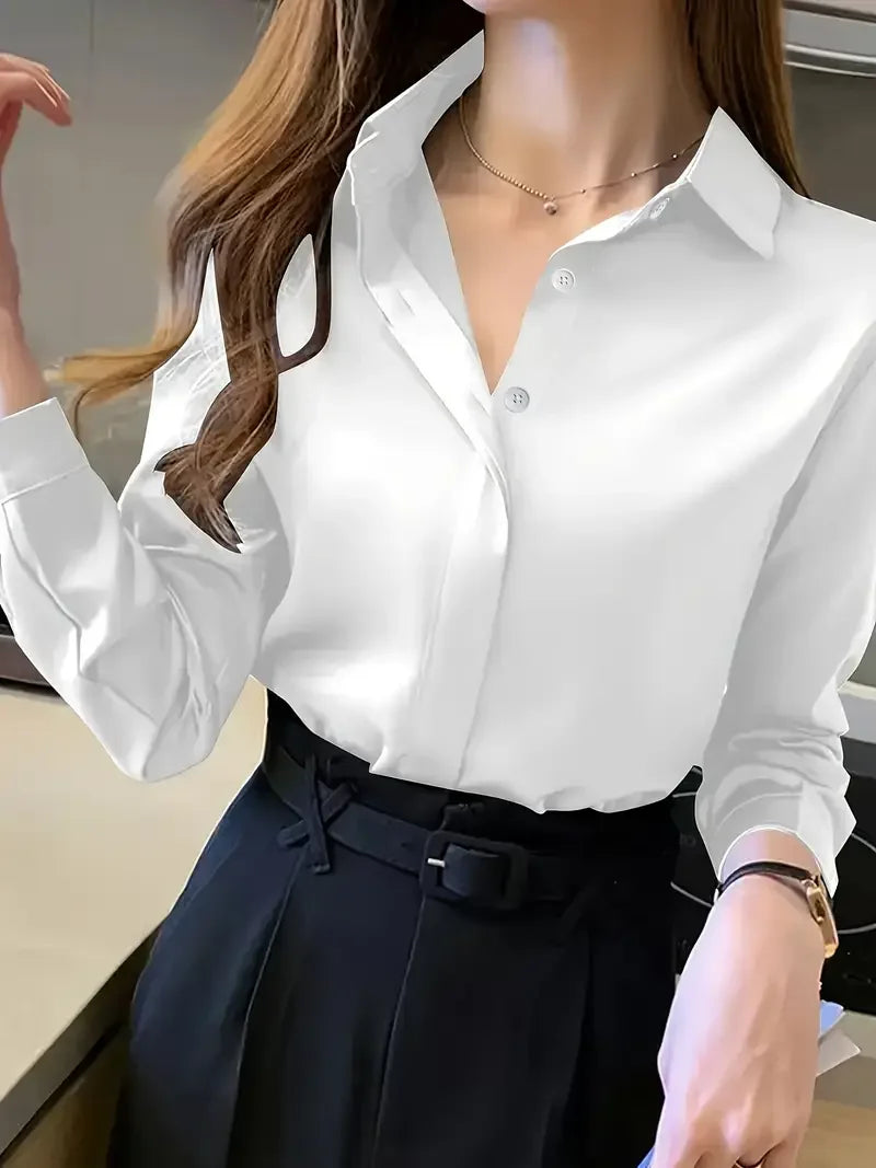 Kvinnes Langermet Bluse Uformell Stil 2