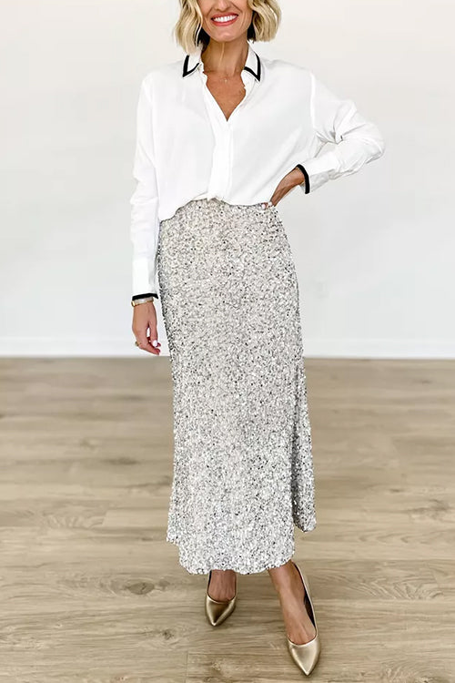Kvinnes Midi Festskjørt med Høy Midje 3