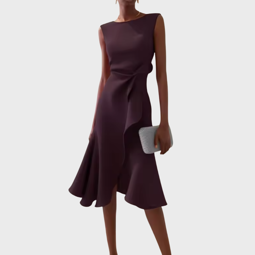 Kvinnes Midikjole Drapert Asymmetrisk 10