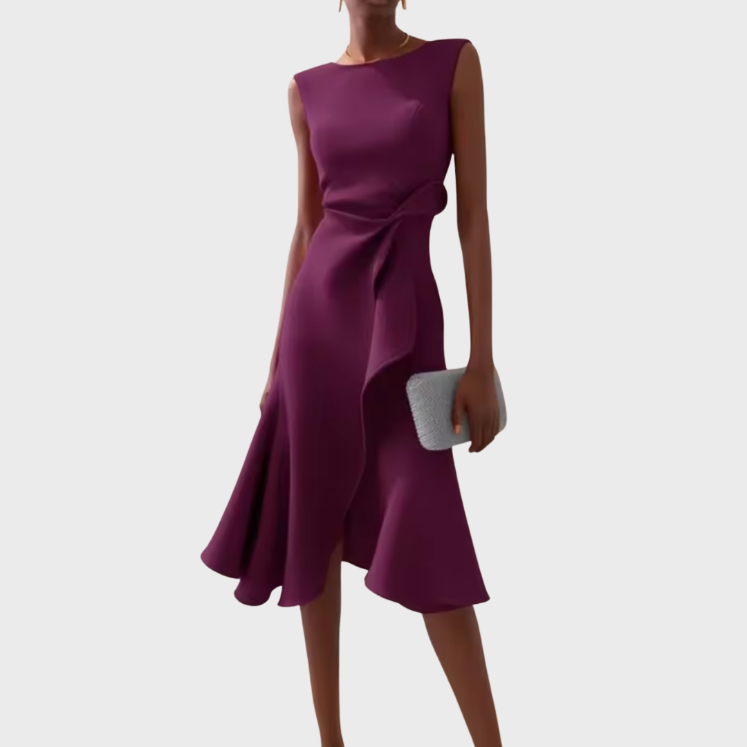 Kvinnes Midikjole Drapert Asymmetrisk 6