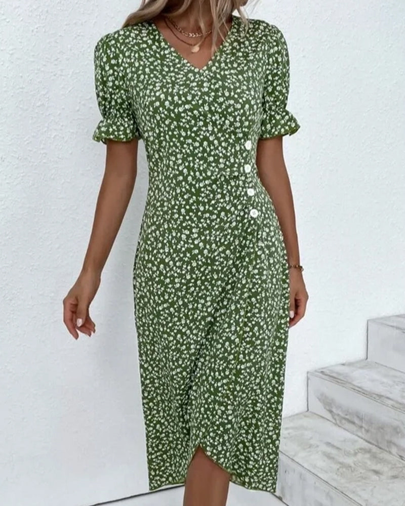 Kvinnes Omslagskjole med Blomsterprint 1