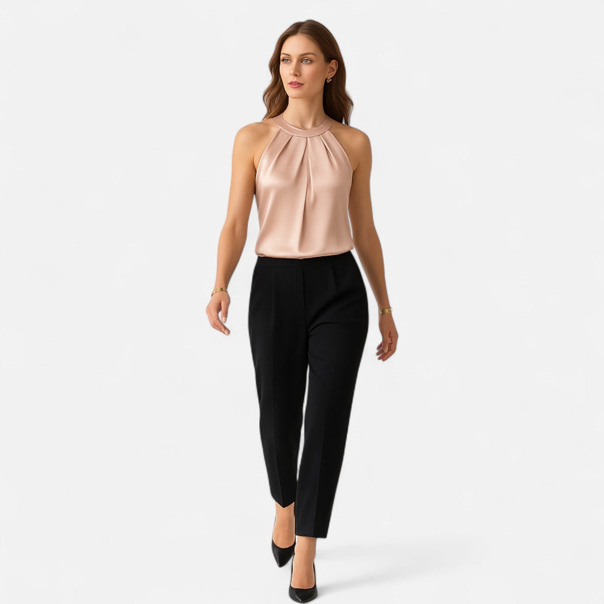 Kvinnes Plisserte Tank Top Drapert 1