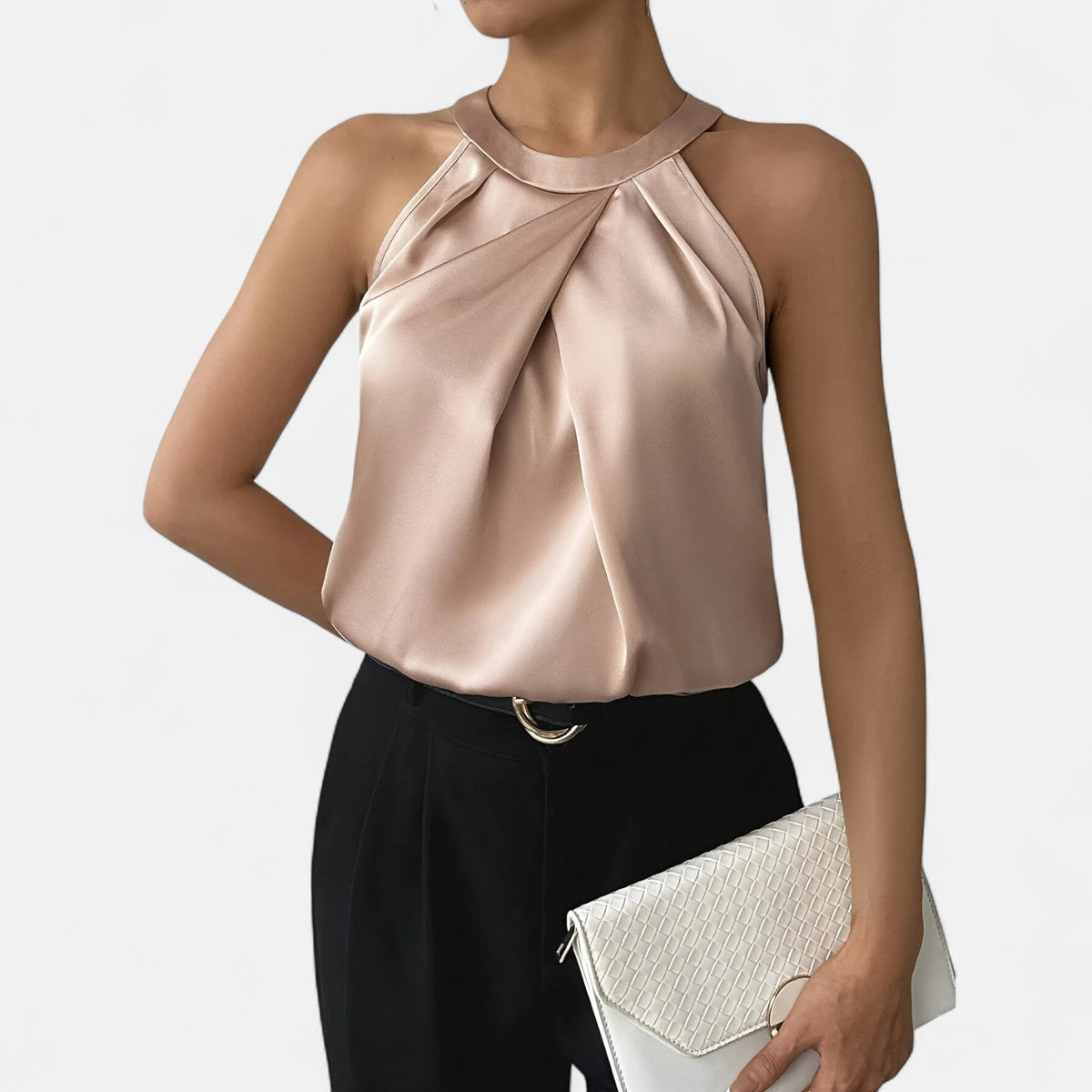 Kvinnes Plisserte Tank Top Drapert 5