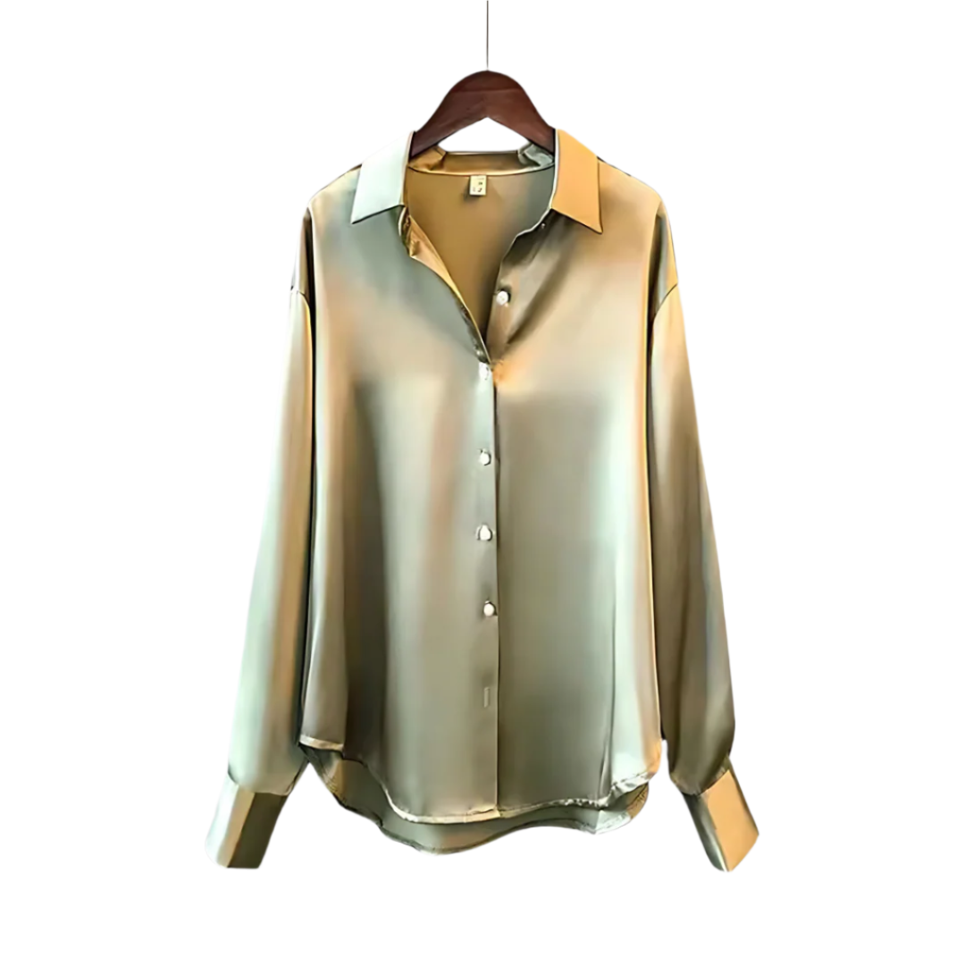 Kvinnes Satin Bluse Elegant Silkeaktig Materiale 0