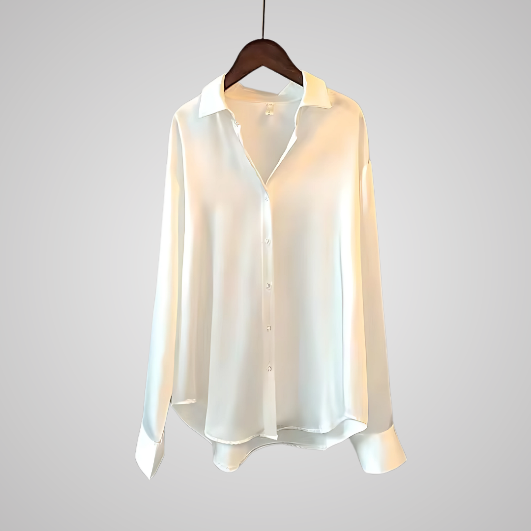 Kvinnes Satin Bluse Elegant Silkeaktig Materiale 4