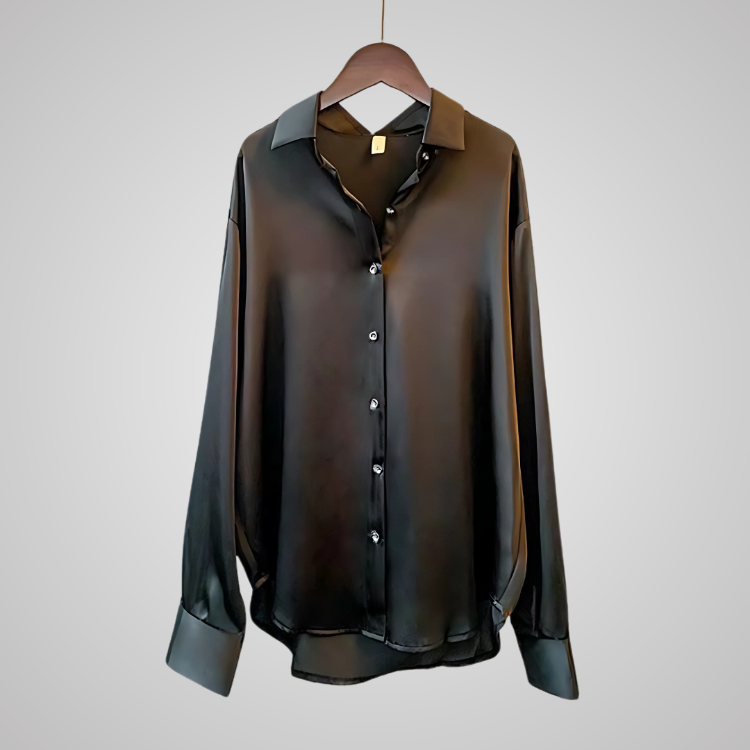 Kvinnes Satin Bluse Elegant Silkeaktig Materiale 5
