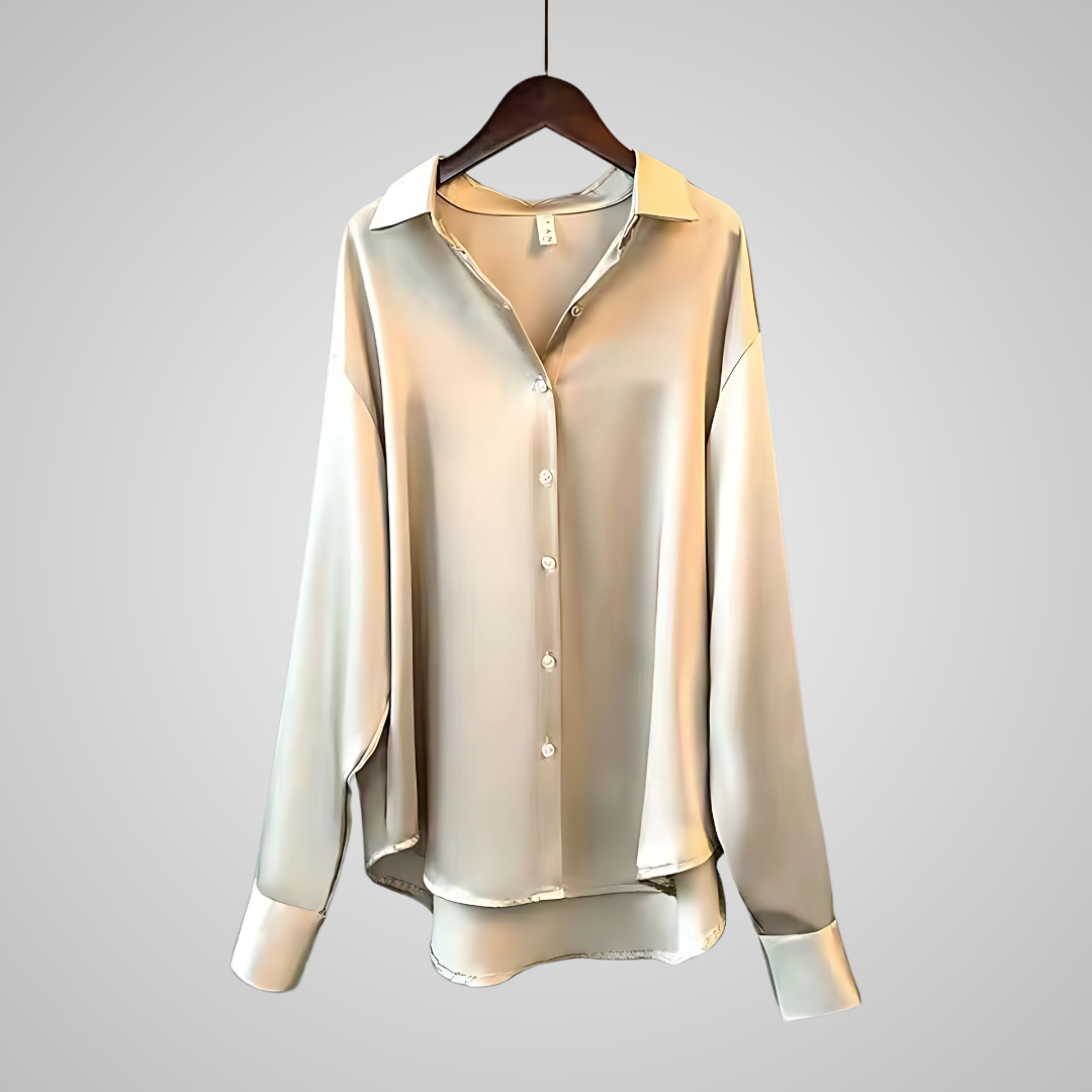 Kvinnes Satin Bluse Elegant Silkeaktig Materiale 6