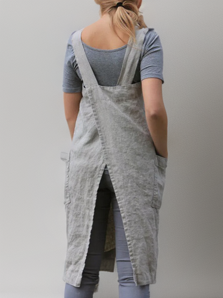 Kvinnes Schürzenkleid med Praktiske Lommer og Overkryssede Detaljer 1