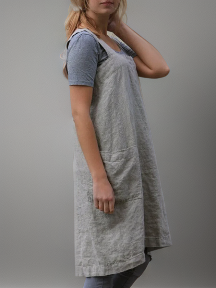Kvinnes Schürzenkleid med Praktiske Lommer og Overkryssede Detaljer 2
