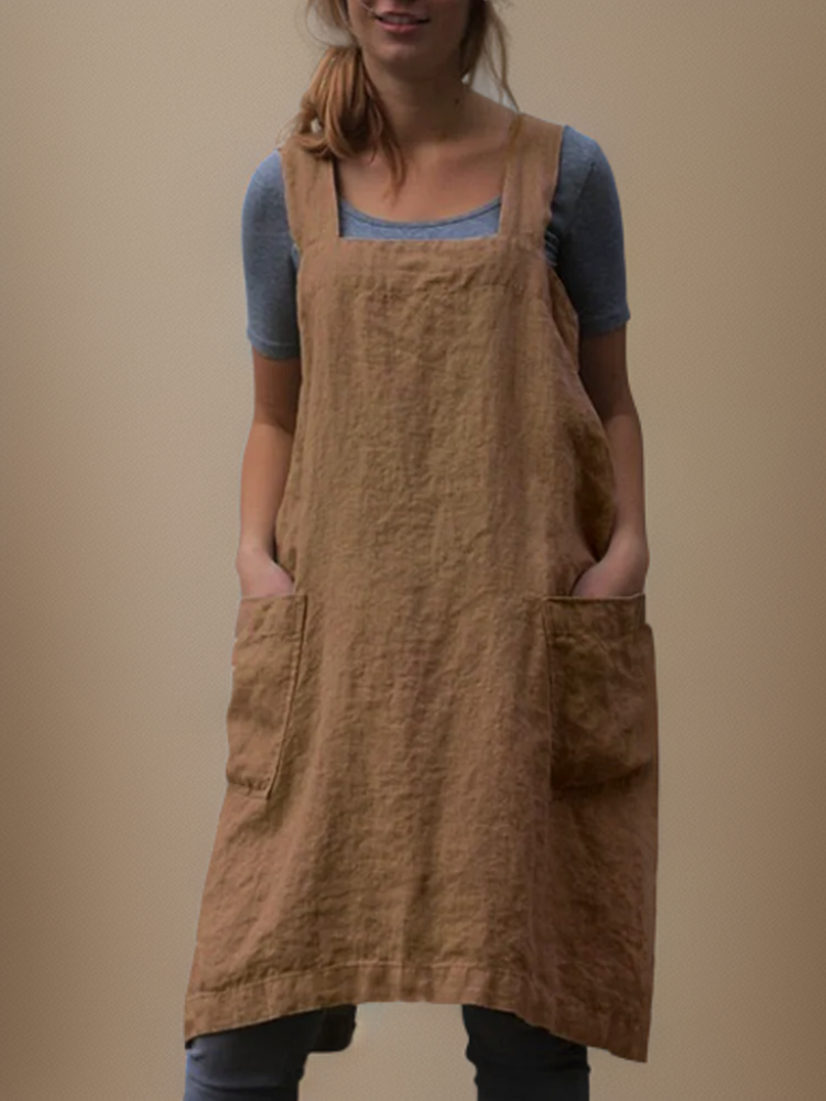 Kvinnes Schürzenkleid med Praktiske Lommer og Overkryssede Detaljer 6