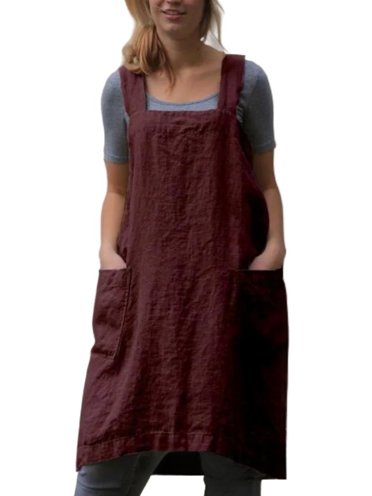 Kvinnes Schürzenkleid med Praktiske Lommer og Overkryssede Detaljer 7