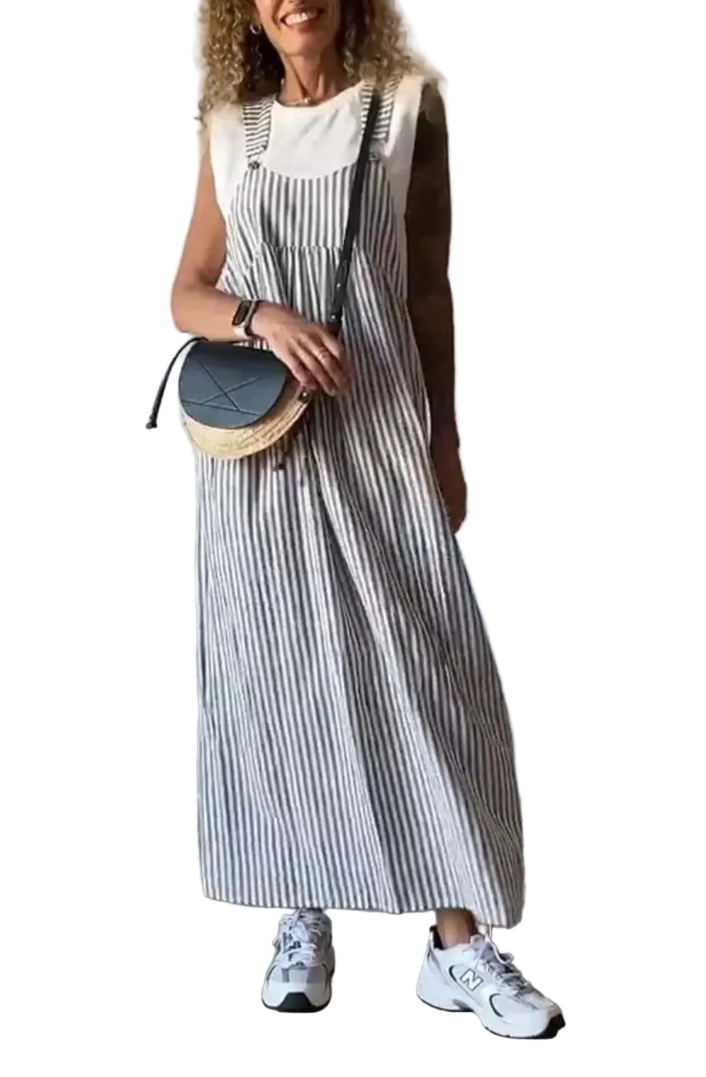 Kvinnes Stripet Kjole Med Allsidig Design 2