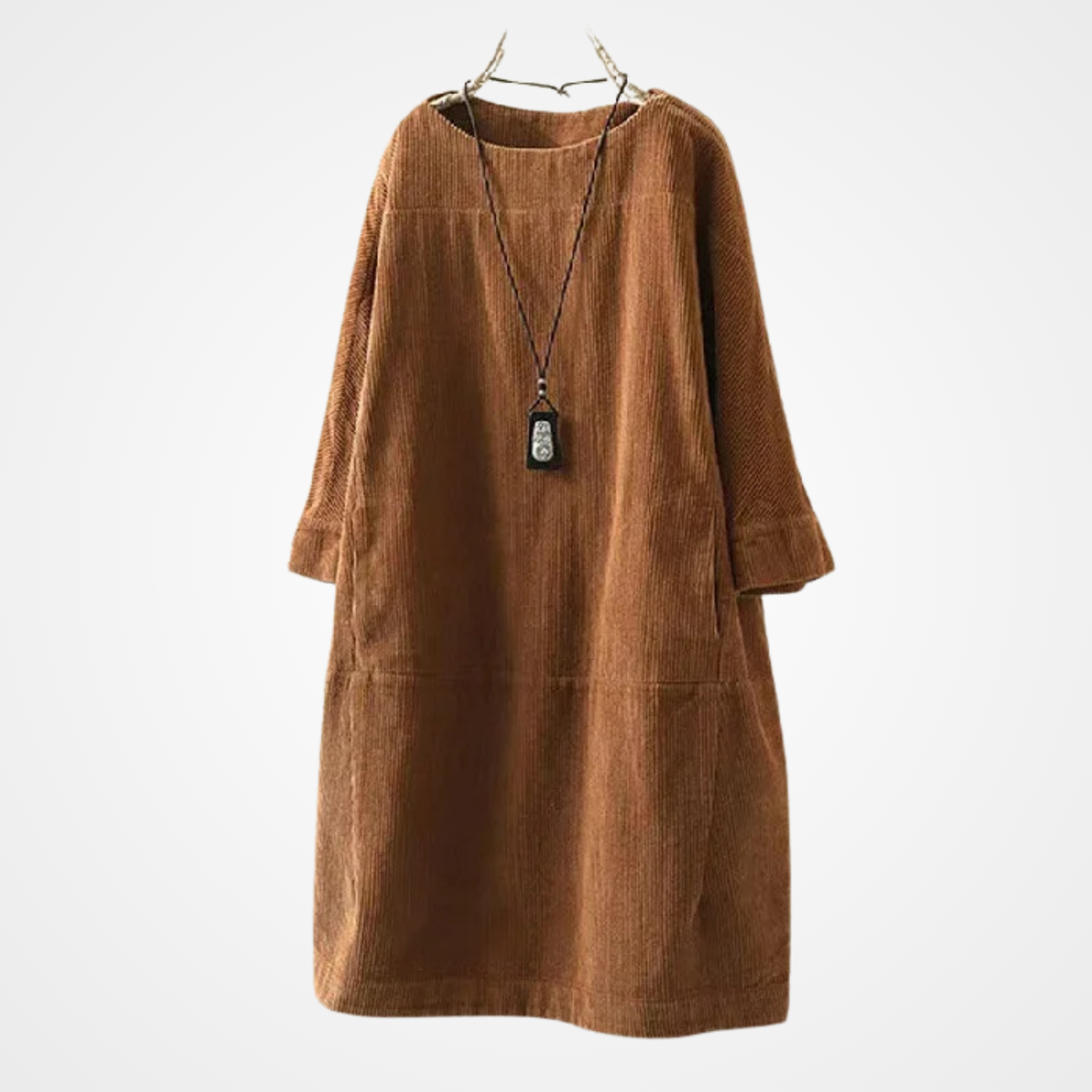 Kvinnes Vintage Kjole Med Rund Hals 3