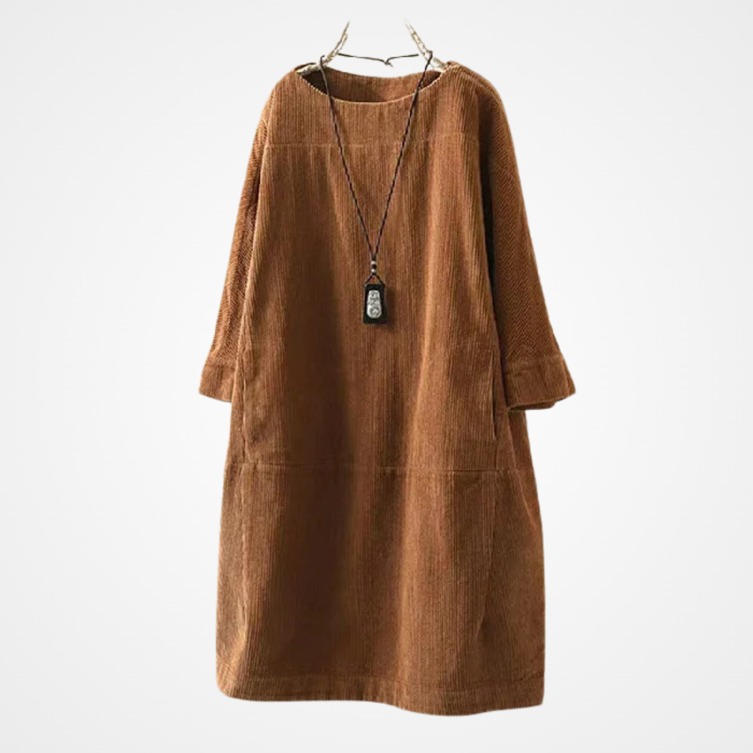 Kvinnes Vintage Kjole Med Rund Hals 3