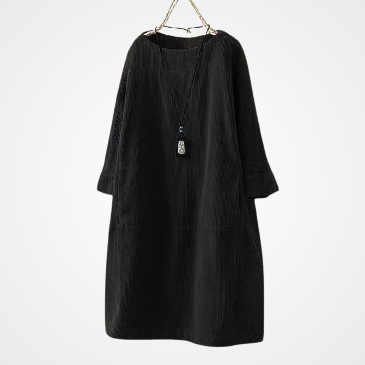 Kvinnes Vintage Kjole Med Rund Hals 5