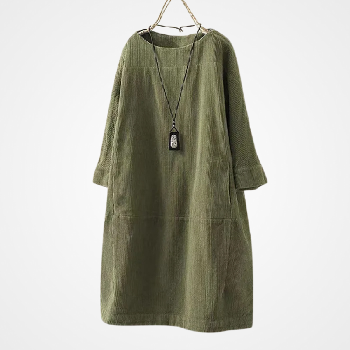 Kvinnes Vintage Kjole Med Rund Hals 7