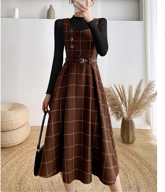 Kvinnes Vintage Rutete Kjole 1