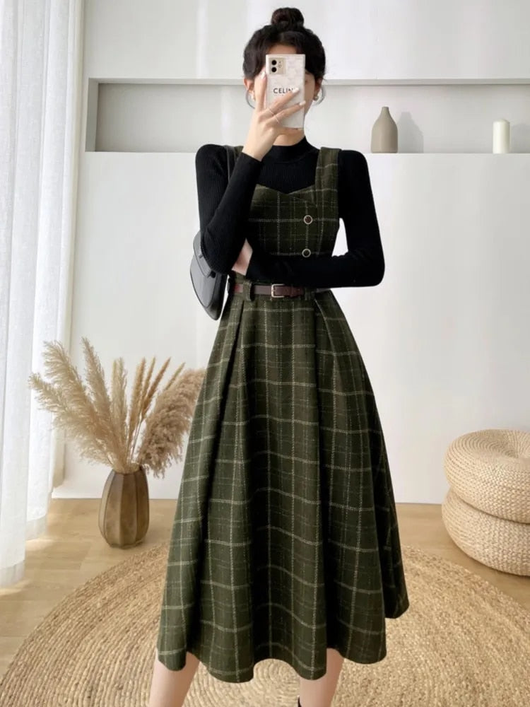 Kvinnes Vintage Rutete Kjole 2