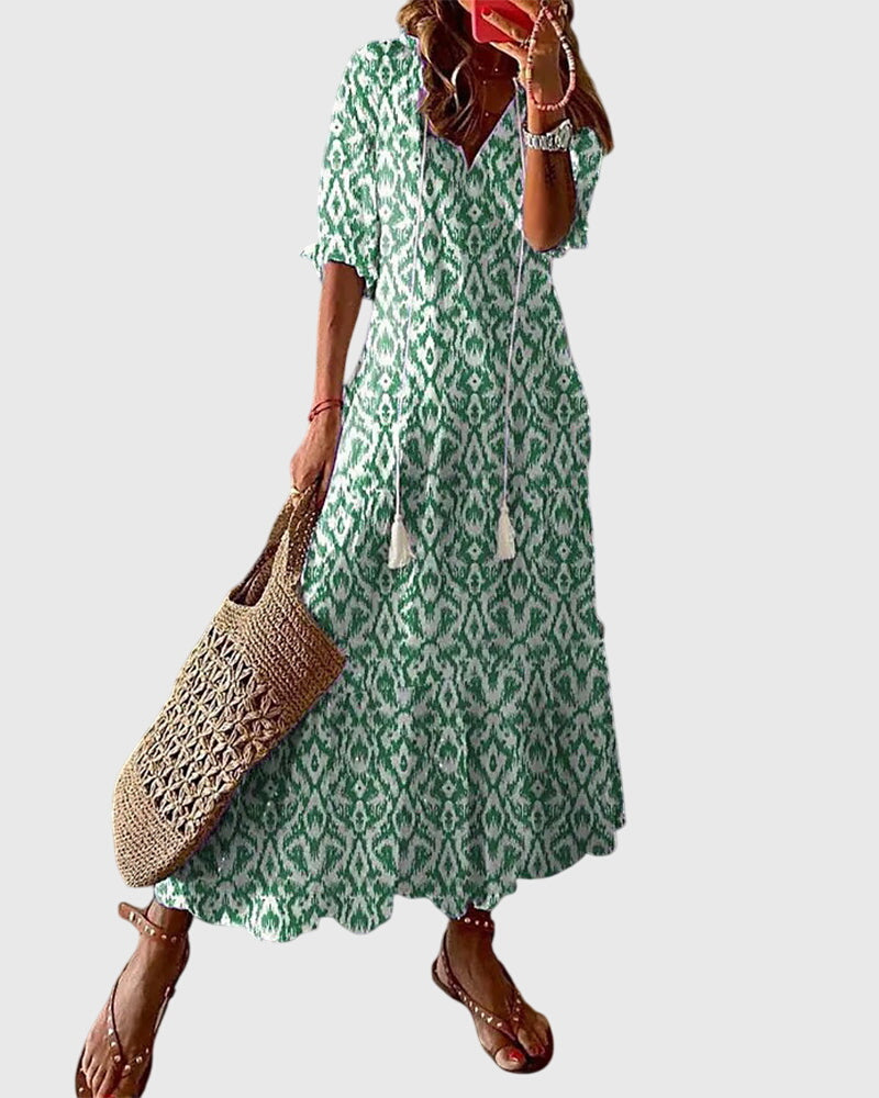 Kvinnesommerkjole Boho Vintage Stil 1