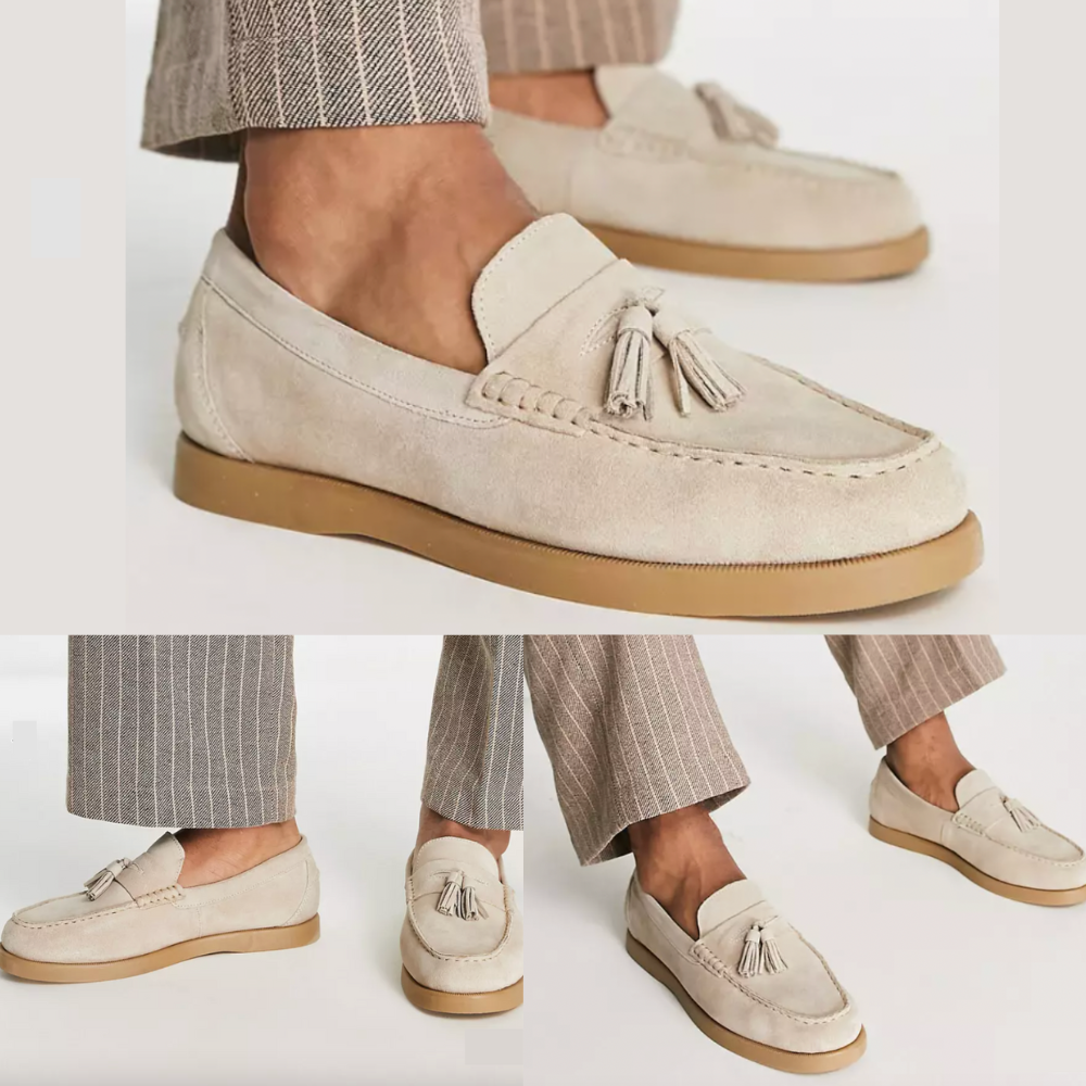 Herre Loafers Lær Beige Elegant Design Komfortabel Sko-3