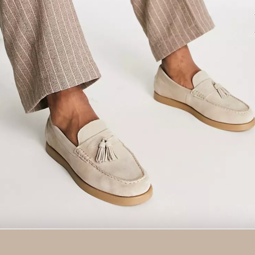 Herre Loafers Lær Beige Elegant Design Komfortabel Sko-1