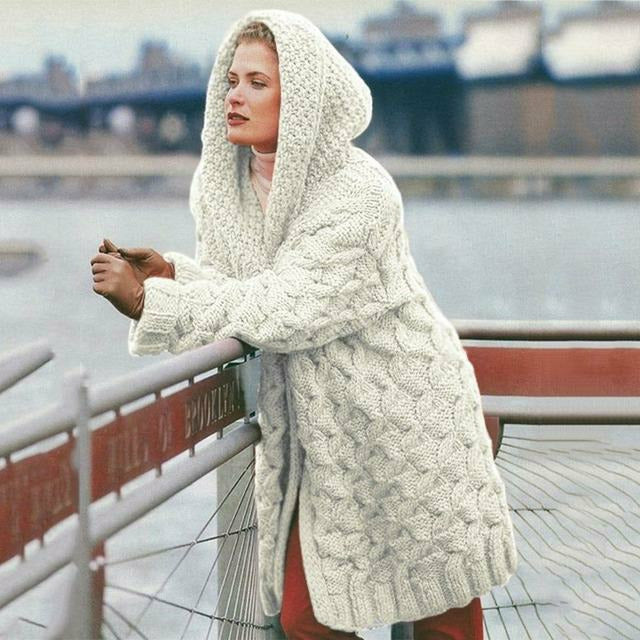 Lang Cardigan Dame med Hette - Moderne og Komfortabel Stil 2