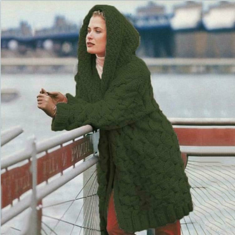 Lang Cardigan Dame med Hette - Moderne og Komfortabel Stil 3