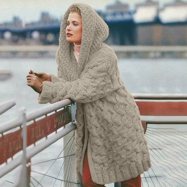 Lang Cardigan Dame med Hette - Moderne og Komfortabel Stil 4