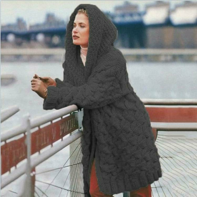 Lang Cardigan Dame med Hette - Moderne og Komfortabel Stil 6