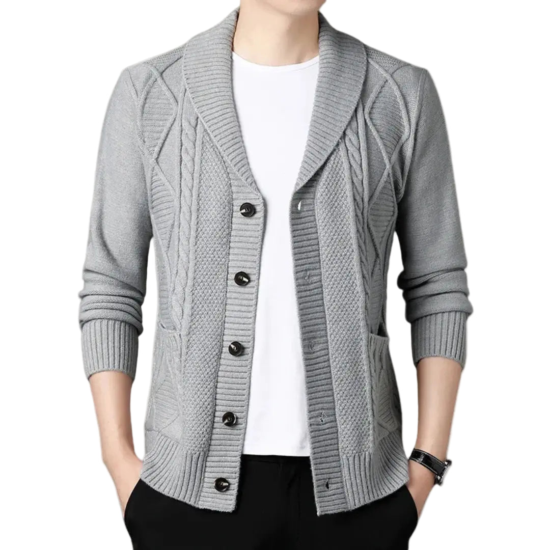 Lang Cardigan Dame med Ribbede Detaljer og Langermet Design 0