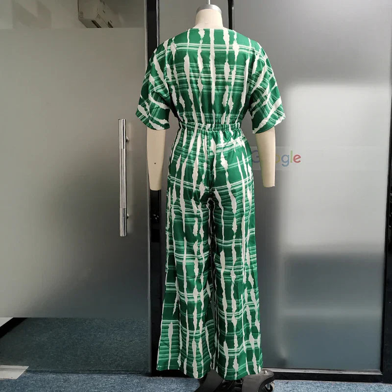 Dame Jumpsuit Dyp V-hals Flytende Silhuett Lett Stoff-6