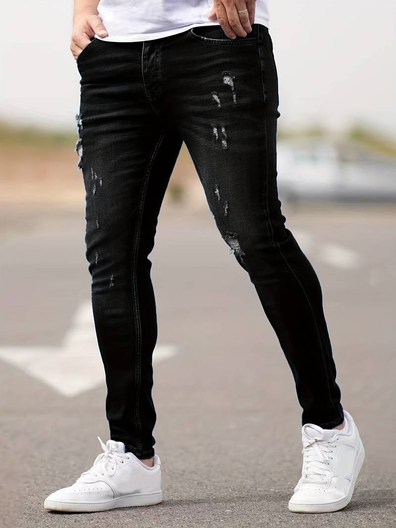 Menns Revne Jeans Trendy Design Høykvalitets Denim-1