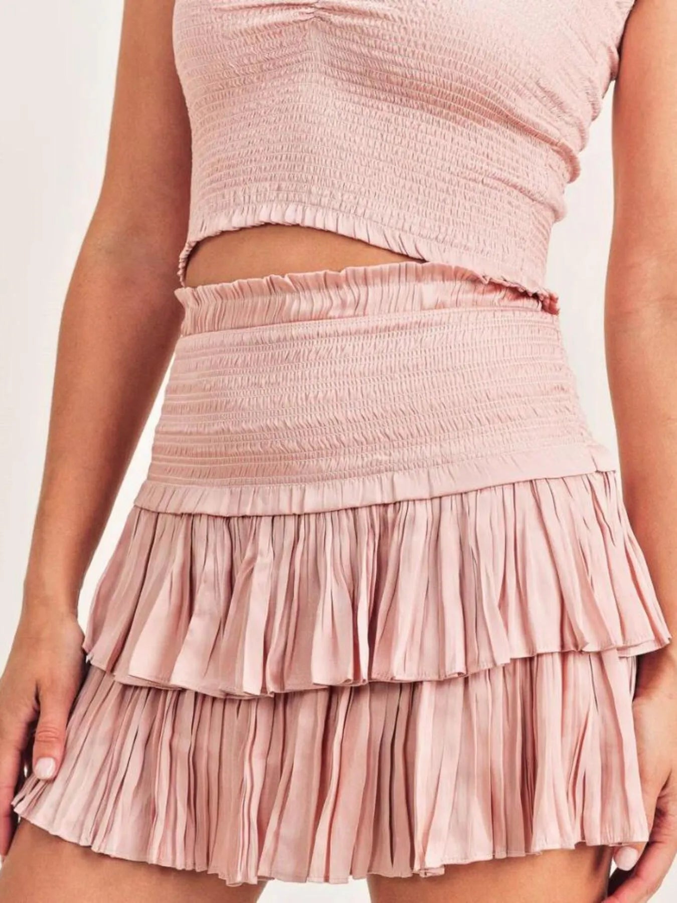Matchende Sett Dame Cami og Skjørt med Hjerteformet Utringning Polyester Blend 5
