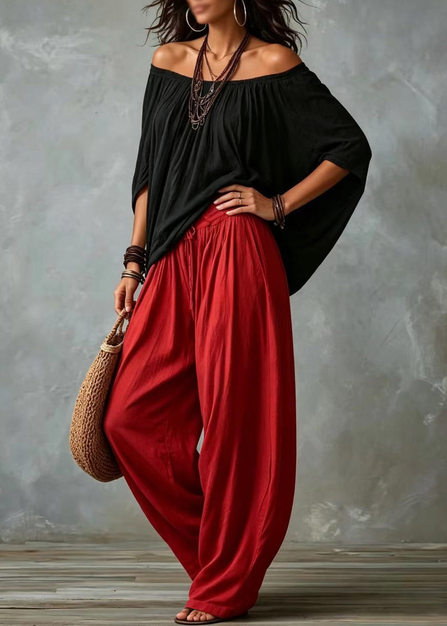 Matchende Sett Dame med Oversized Cold Shoulder og Batwing-Ermer 1