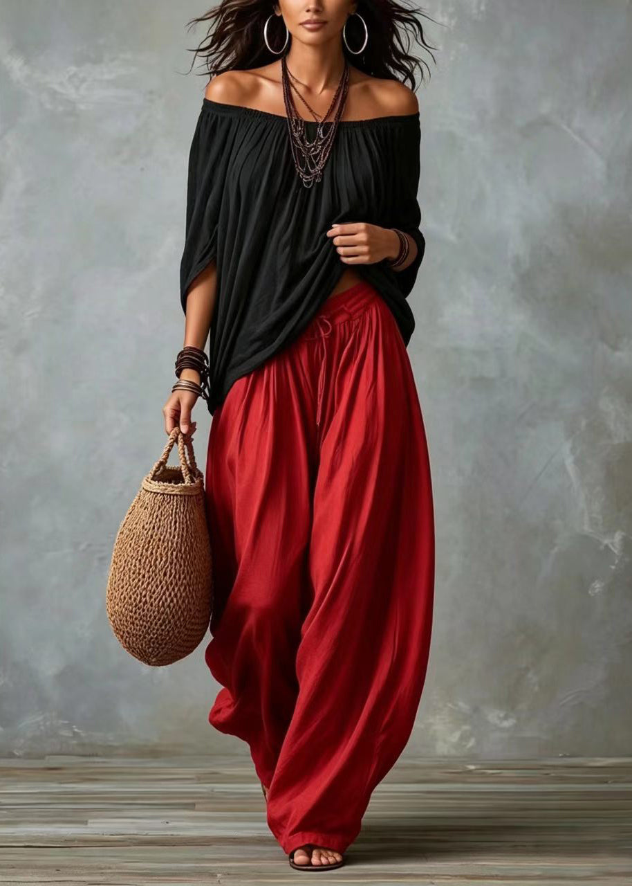 Matchende Sett Dame med Oversized Cold Shoulder og Batwing-Ermer 2