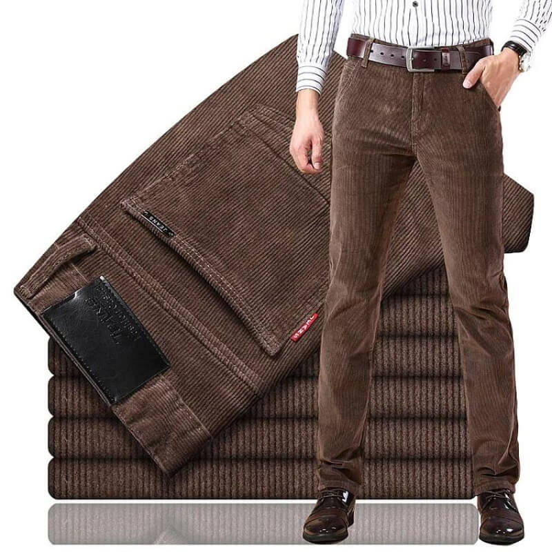 Herre Corduroy Jeans Klassisk Stil 100% Bomull-2