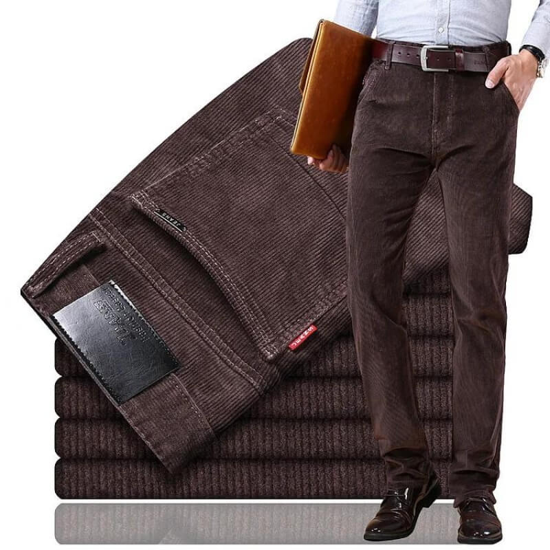 Herre Corduroy Jeans Klassisk Stil 100% Bomull-3