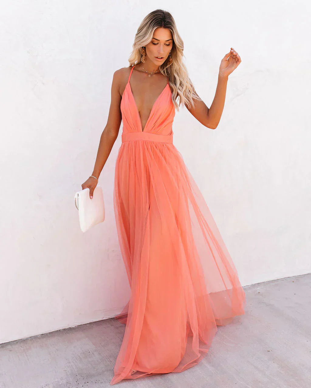 Maxi Kjole Dame Flytende Design 5