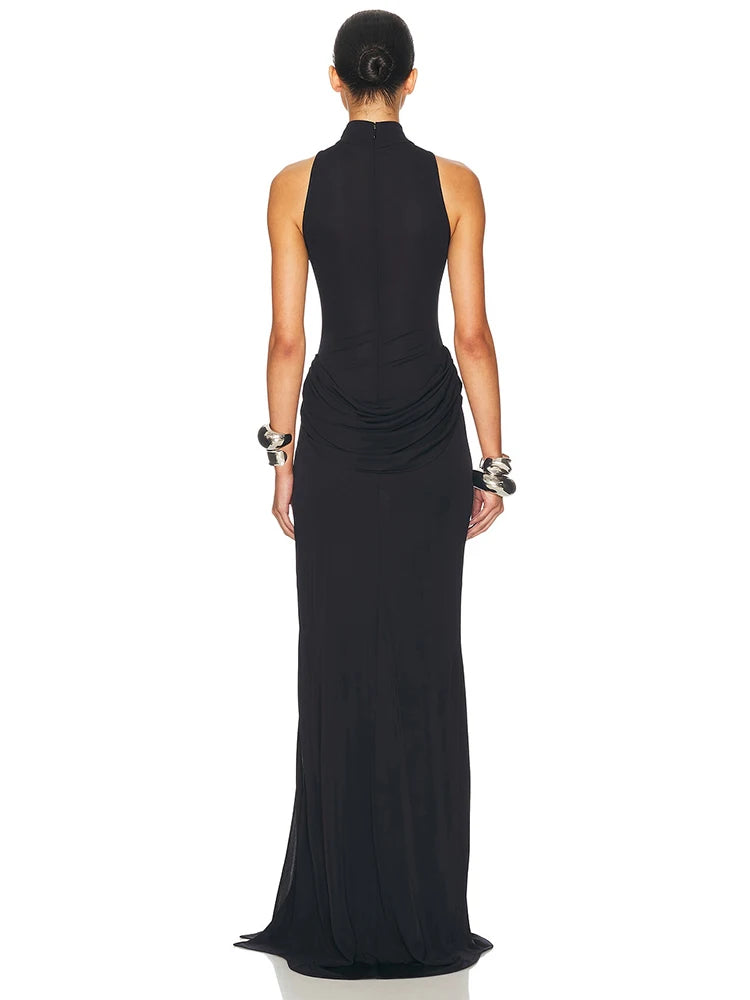 Maxi Kjole Dame Off-Shoulder Plissert Med Høy Midje 2