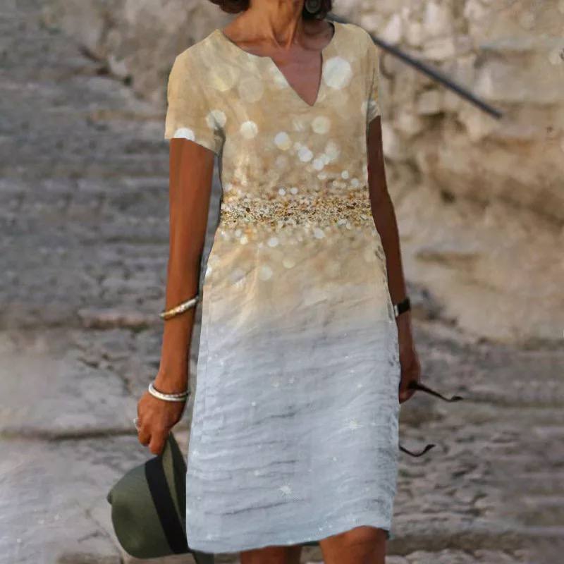 Maxikjole Dame Blomsterdesign Lett Materiale 2