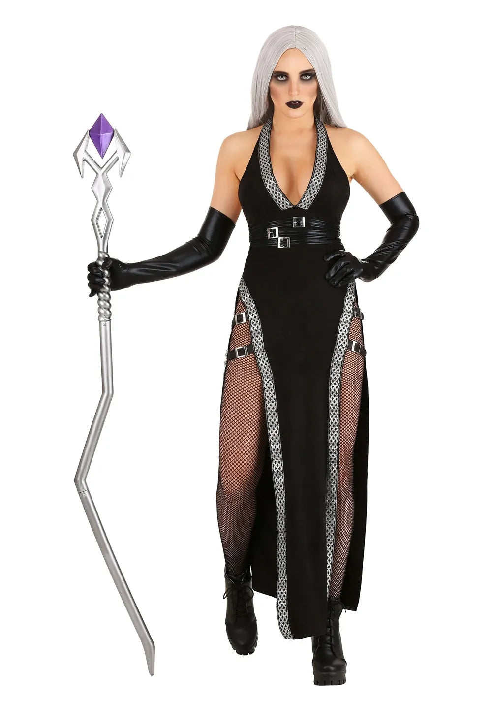 Maxikjole Dame Gotisk Halloween Kostyme Mørkt Stoff 1
