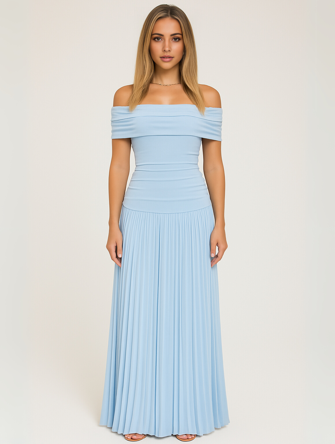 Maxikjole Dame Plissert Design til Bryllup og Spesielle Anledninger 4